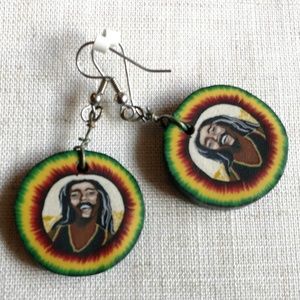 Rasta Bob Marley Reggae One Love Jamaica Earrings